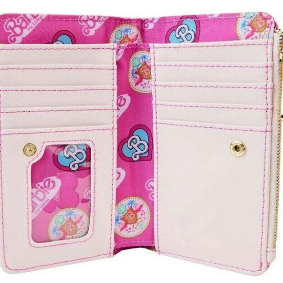 Loungefly Barbie Wallet B Logo Flamingos Snap Closure Bi-Fold Wallet - Picture 3 of 5